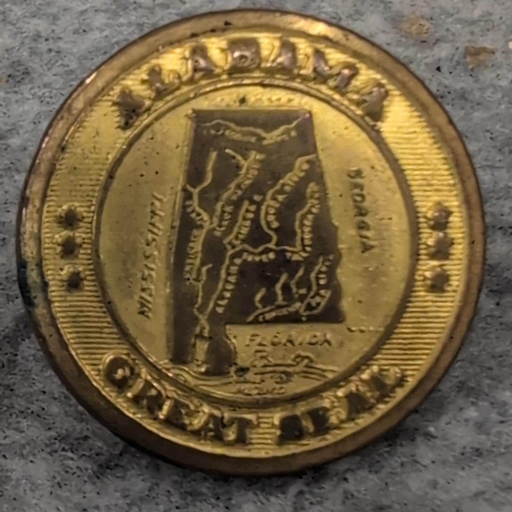 Alabama Great Seal Brass Uniform Button Superior Quality Vintage Gold Tone Metal - Picture 1 of 3